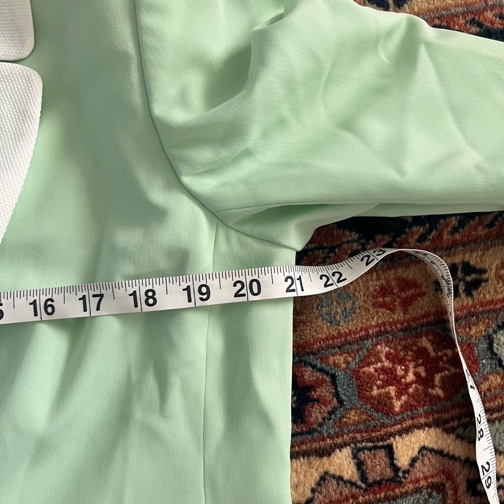 Vintage Escada 80s seafoam green white wool blazer jacket sport coat EU 42 L - Picture 9 of 13